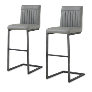 Ronan Vintage Industrial Leatherette Bar Stools - Set of 2 with Chic Tufting & Durable Design