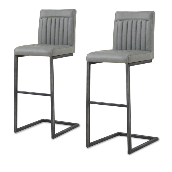 Ronan Vintage Industrial Leatherette Bar Stools - Set of 2 with Chic Tufting & Durable Design