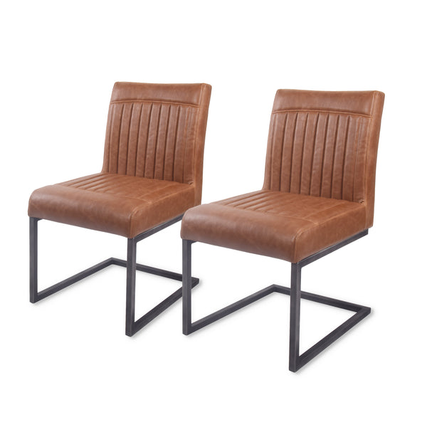 Ronan Leatherette Dining Chair Set of 2 - Modern Industrial Design with Chic Tufting and Durability