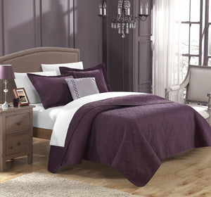 Barcelo Plum Queen 4pc Quilt Set