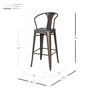 Metropolis Metal Counter Stool - Set of 4 - Gunmetal