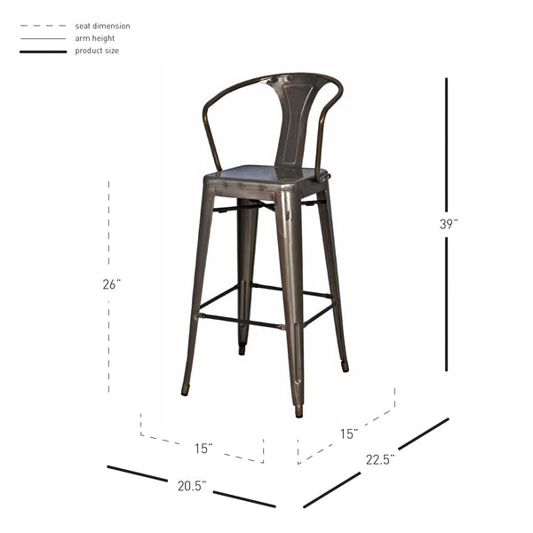 Metropolis Metal Counter Stool - Set of 4 - Gunmetal