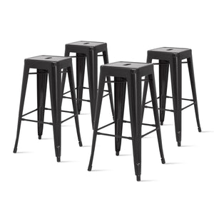 Metropolis Backless Bar Stool Set of 4 - Stylish Metal Design for Indoor and Outdoor Use