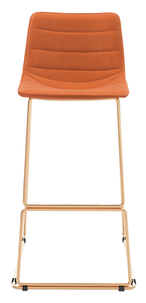 Zuo Modern Adele 100% Polyester, Plywood, Steel Modern Commercial Grade Barstool Set - Set of 2 Orange, Gold 100% Polyester, Plywood, Steel