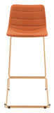 Zuo Modern Adele 100% Polyester, Plywood, Steel Modern Commercial Grade Barstool Set - Set of 2 Orange, Gold 100% Polyester, Plywood, Steel