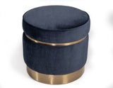 VIG Furniture Divani Casa Tenaya Modern Blue Velvet & Gold Ottoman VGHKF3071-10-BLU