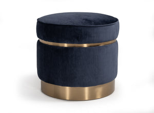 VIG Furniture Divani Casa Tenaya Modern Blue Velvet & Gold Ottoman VGHKF3071-10-BLU