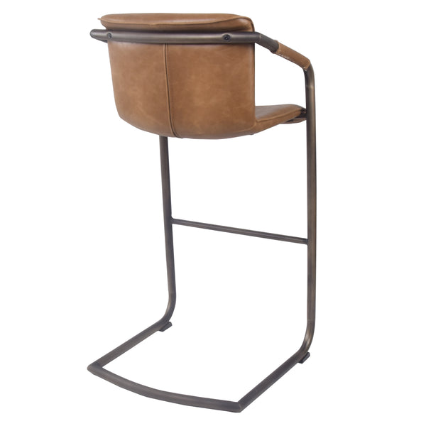 Indy Leatherette Bar Stool Set of 2 - Chic Comfort Meets Industrial Style with Floating Design