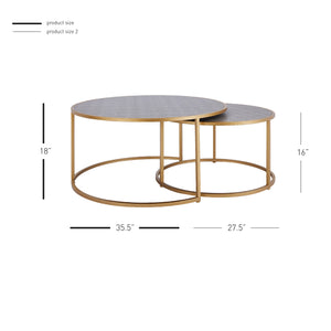 Anza Faux Shagreen Nesting Coffee Table Set of 2 Chronicle Gray