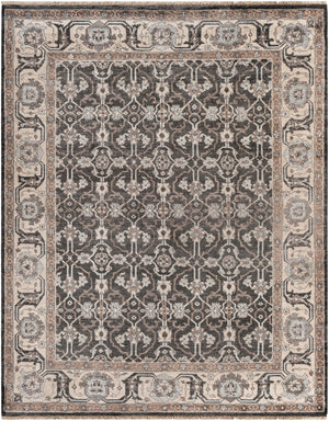 Theodora THO-3000 Traditional Viscose Rug THO3000-810 Black, Medium Gray, Pale Blue, Khaki, Camel 100% Viscose 8' x 10'
