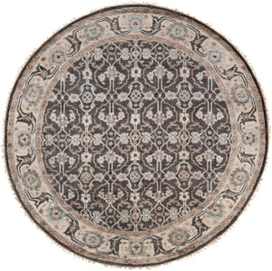 Theodora THO-3000 Traditional Viscose Rug THO3000-8RD Black, Medium Gray, Pale Blue, Khaki, Camel 100% Viscose 8' Round