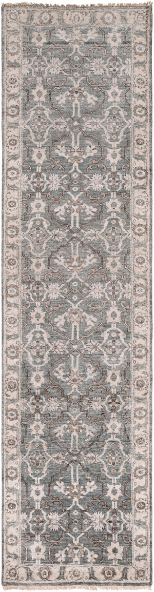 Theodora THO-3001 Traditional Viscose Rug THO3001-312 Medium Gray, Light Gray, Camel, Ivory 100% Viscose 3' x 12'