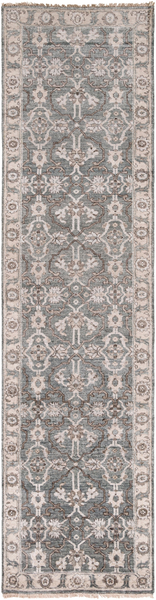 Theodora THO-3001 Traditional Viscose Rug THO3001-312 Medium Gray, Light Gray, Camel, Ivory 100% Viscose 3' x 12'