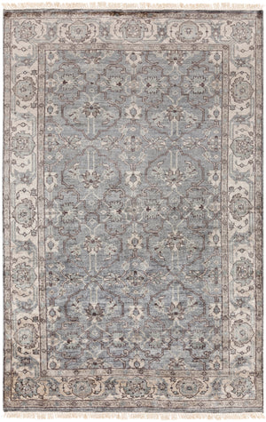 Theodora THO-3001 Traditional Viscose Rug THO3001-913 Medium Gray, Light Gray, Camel, Ivory 100% Viscose 9' x 13'
