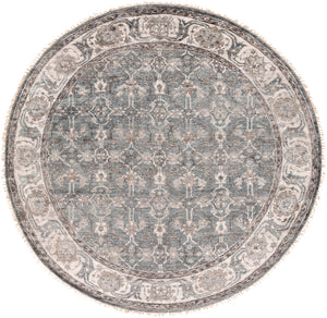 Theodora THO-3001 Traditional Viscose Rug THO3001-8RD Medium Gray, Light Gray, Camel, Ivory 100% Viscose 8' Round
