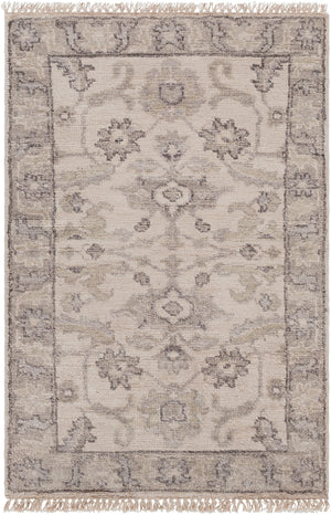 Theodora THO-3003 Traditional Viscose Rug THO3003-913 Medium Gray, Camel, Ivory 100% Viscose 9' x 13'