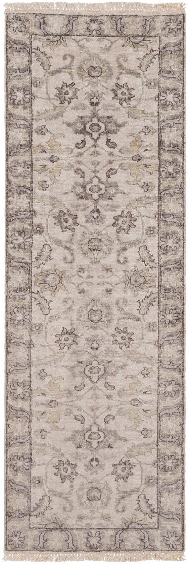 Theodora THO-3003 Traditional Viscose Rug THO3003-913 Medium Gray, Camel, Ivory 100% Viscose 9' x 13'