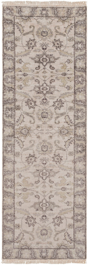 Theodora THO-3003 Traditional Viscose Rug THO3003-312 Medium Gray, Camel, Ivory 100% Viscose 3' x 12'