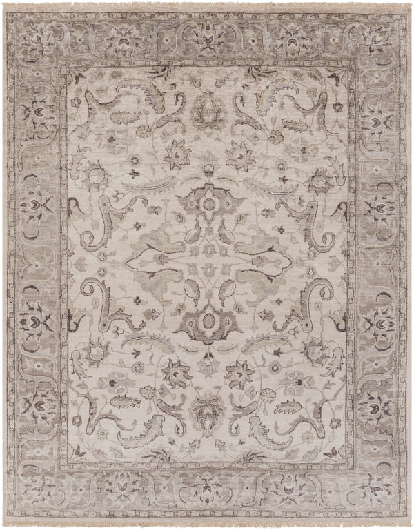 Theodora THO-3003 Traditional Viscose Rug THO3003-810 Medium Gray, Camel, Ivory 100% Viscose 8' x 10'
