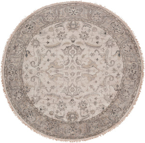 Theodora THO-3003 Traditional Viscose Rug THO3003-8RD Medium Gray, Camel, Ivory 100% Viscose 8' Round