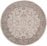 Theodora THO-3003 Traditional Viscose Rug THO3003-8RD Medium Gray, Camel, Ivory 100% Viscose 8' Round