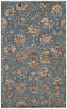 Theodora THO-3006 Traditional Viscose Rug THO3006-913 Aqua, Taupe, Butter, Charcoal, Ivory, Teal 100% Viscose 9' x 13'