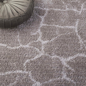 Safavieh Tahoe Shag 650 Power Loomed Shag Rug Grey / Ivory 9' x 12'