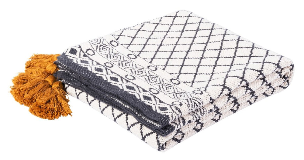 Safavieh Ven Throw Mustard/Beige/Black 100% Cotton THR230A-5060