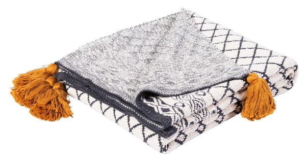 Safavieh Ven Throw Mustard/Beige/Black 100% Cotton THR230A-5060