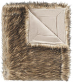 Safavieh Racoon Throw Faux Fur 50" x 60" Warm Brown Acrylic Plush Poly Suede THR703A-5060 889048033023