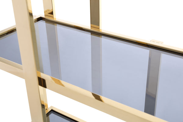 VIG Furniture Modrest Tipton - Modern Grey Glass & Gold Bookshelf VGZAZWJ9506-GLD-SHELF