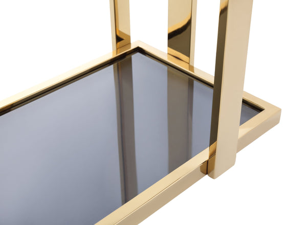 VIG Furniture Modrest Tipton - Modern Grey Glass & Gold Bookshelf VGZAZWJ9506-GLD-SHELF