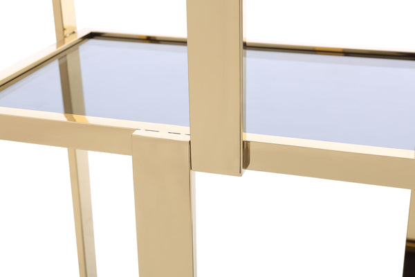 VIG Furniture Modrest Tipton - Modern Grey Glass & Gold Bookshelf VGZAZWJ9506-GLD-SHELF