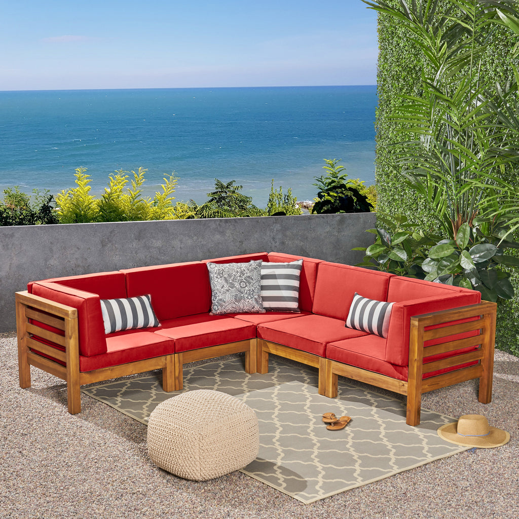 Outdoor wooden discount corner sofa set