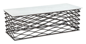 Zuo Modern Duchess Marble, MDF, Aluminum Modern Commercial Grade Coffee Table White, Antique Bronze Marble, MDF, Aluminum