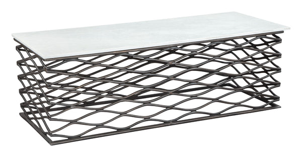 Zuo Modern Duchess Marble, MDF, Aluminum Modern Commercial Grade Coffee Table White, Antique Bronze Marble, MDF, Aluminum