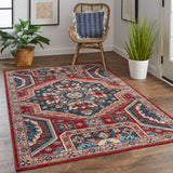 Nolan Distressed Power Loomed Rug - Vintage Kazak Design, Easy-Care, Indoor/Outdoor, Pet Friendly