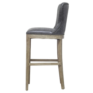 Dorsey Faux Leather Bar Stool – Stylish, Distressed Design for Modern or Transitional Spaces, 30” Height