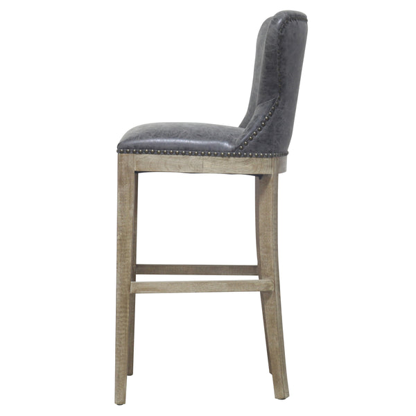 Dorsey Faux Leather Bar Stool – Stylish, Distressed Design for Modern or Transitional Spaces, 30” Height