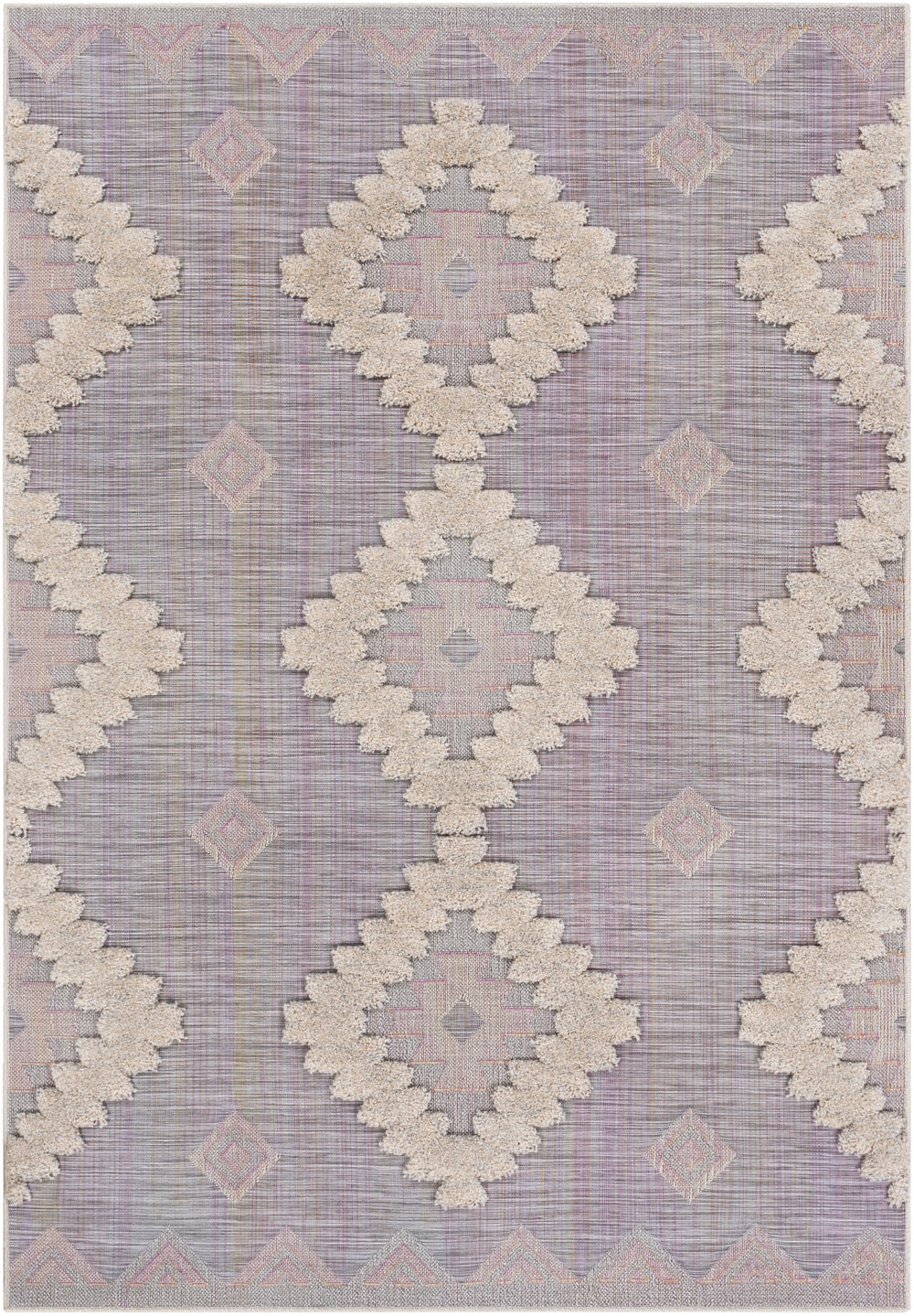 Toledo TLD-2309 Global Polypropylene Rug TLD2309-679 Cream, Light Gray, Bright Pink, Saffron 100% Polypropylene 6'7" x 9'