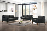 Porter Designs Modena Genuine Leather Modern Sofa Black 02-204-01-0195