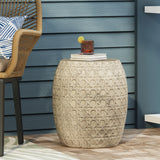 Wickson Outdoor Lightweight Concrete Side Table, Antique Yellow Noble House