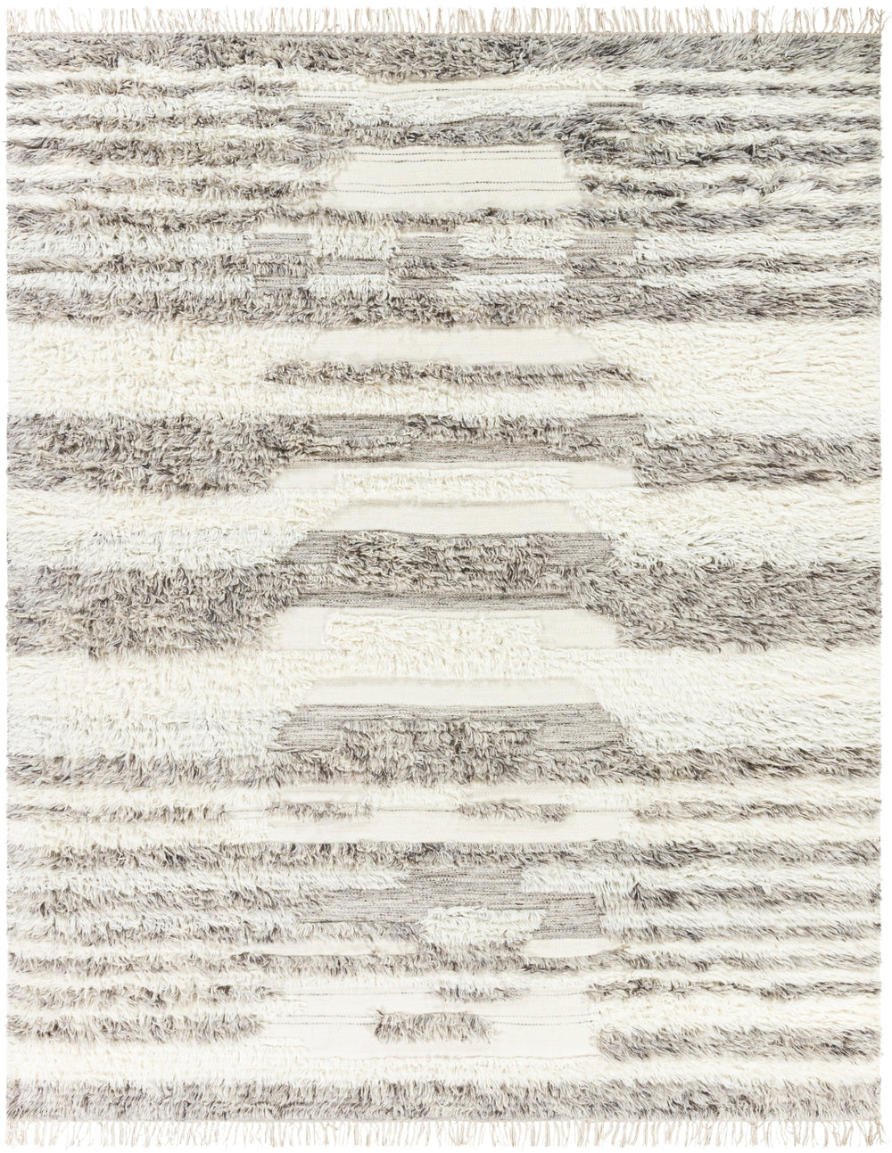Tulum TMU-2300 Cottage NZ Wool Rug TMU2300-912 Light Gray, Cream, Dark Brown 100% NZ Wool 9' x 12'