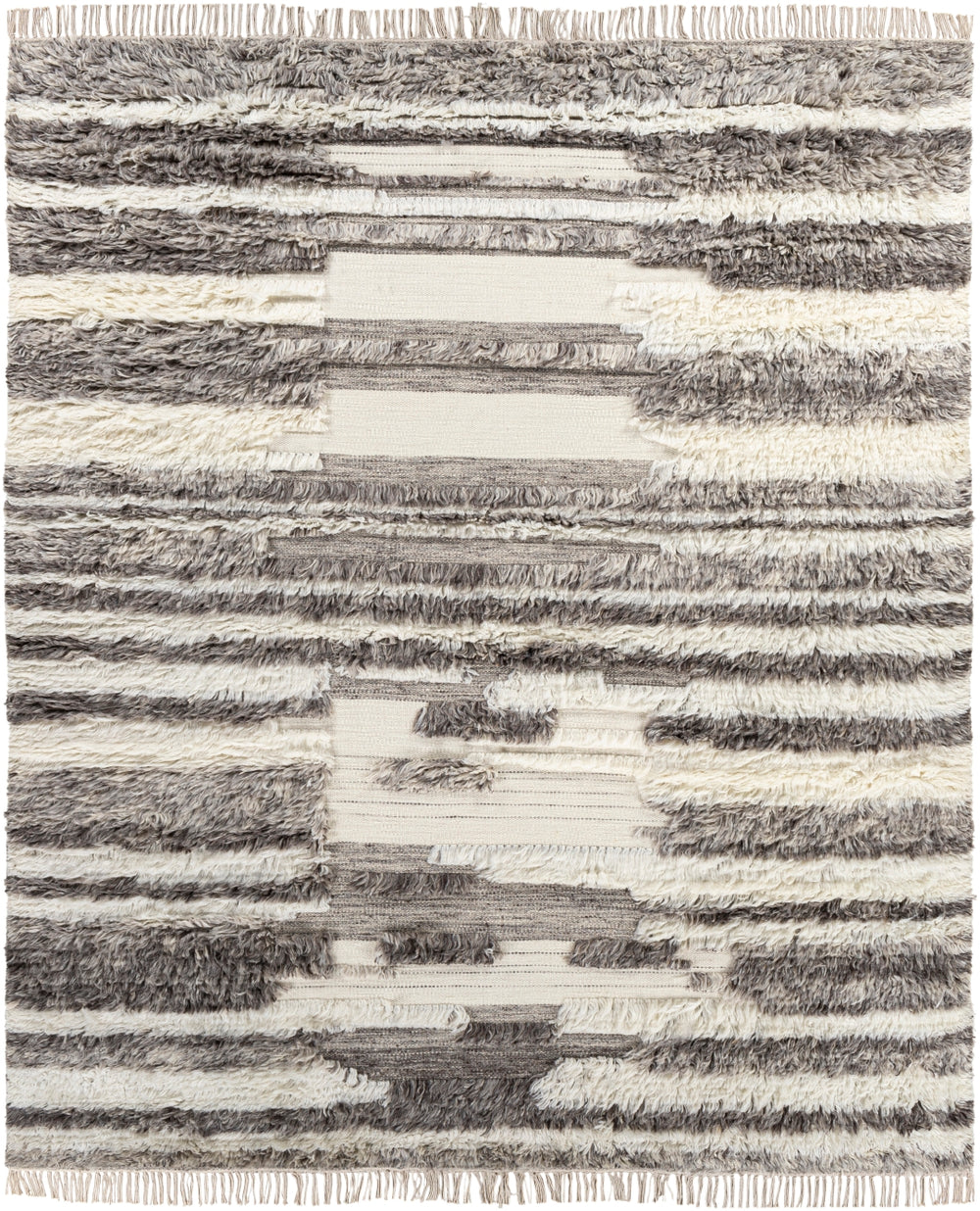Tulum TMU-2301 Cottage NZ Wool Rug TMU2301-912 Cream, Dark Brown, Light Gray 100% NZ Wool 9' x 12'