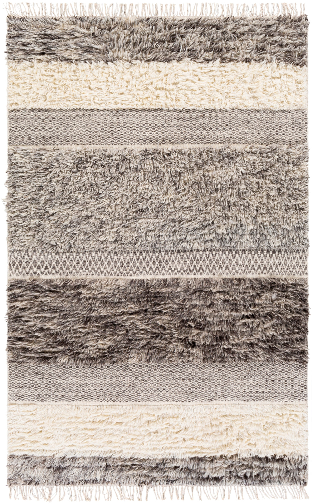 Tulum TMU-2302 Cottage NZ Wool Rug TMU2302-912 Cream, Medium Gray, Taupe, Dark Brown 100% NZ Wool 9' x 12'