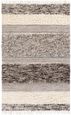 Tulum TMU-2302 Cottage NZ Wool Rug TMU2302-576 Cream, Medium Gray, Taupe, Dark Brown 100% NZ Wool 5' x 7'6"
