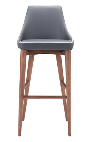 Zuo Modern Moor 100% Polyurethane, Plywood, Birch Wood Mid Century Commercial Grade Barstool Dark Gray, Brown 100% Polyurethane, Plywood, Birch Wood