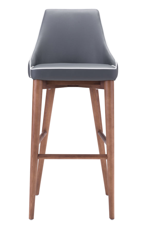 Zuo Modern Moor 100% Polyurethane, Plywood, Birch Wood Mid Century Commercial Grade Barstool Dark Gray, Brown 100% Polyurethane, Plywood, Birch Wood