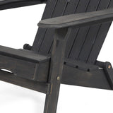 Hanlee Outdoor Rustic Acacia Wood Folding Adirondack Chair, Dark Gray
