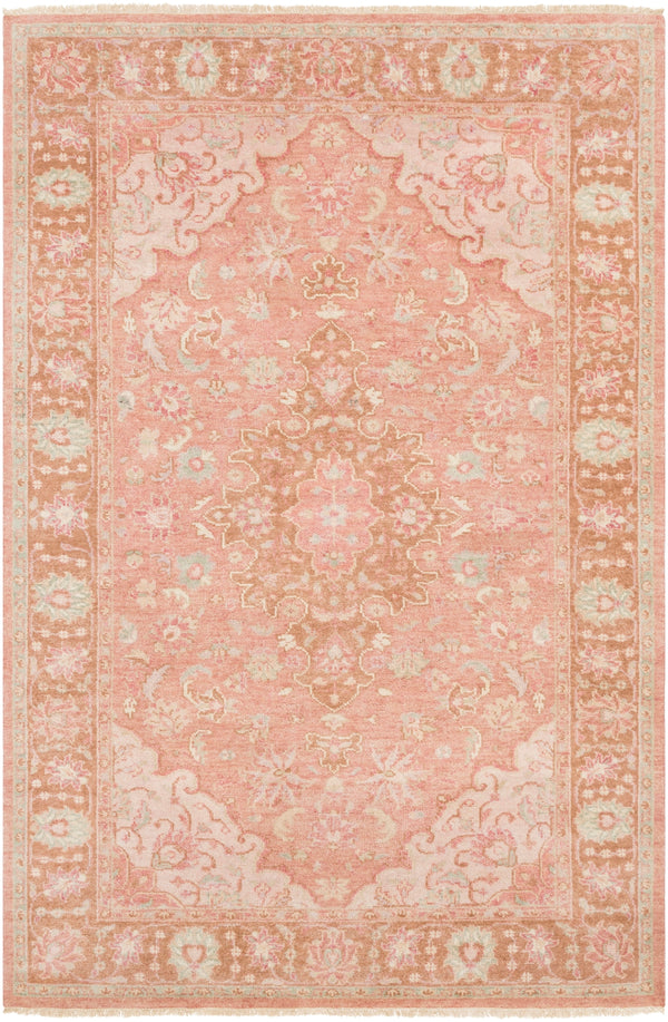 Transcendent TNS-9006 Traditional NZ Wool Rug TNS9006-913 Rose, Bright Pink, Sage, Camel, Cream 100% NZ Wool 9' x 13'